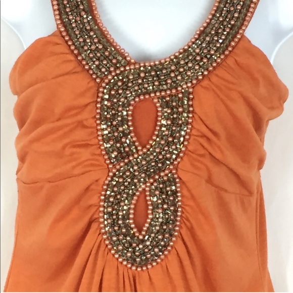 Studio Y Beaded Orange Tank Size M - Picture 3 of 8